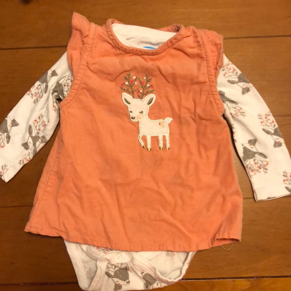 Reindeer 2piece corduroy long sleeved jumper and dress. Great for Christmas